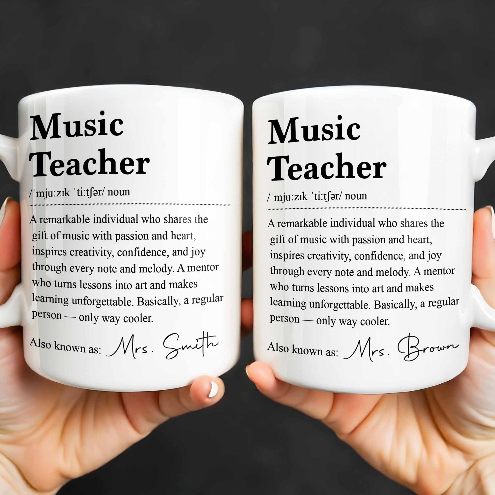 Mug material and size view - Personalized Music Teacher Gift