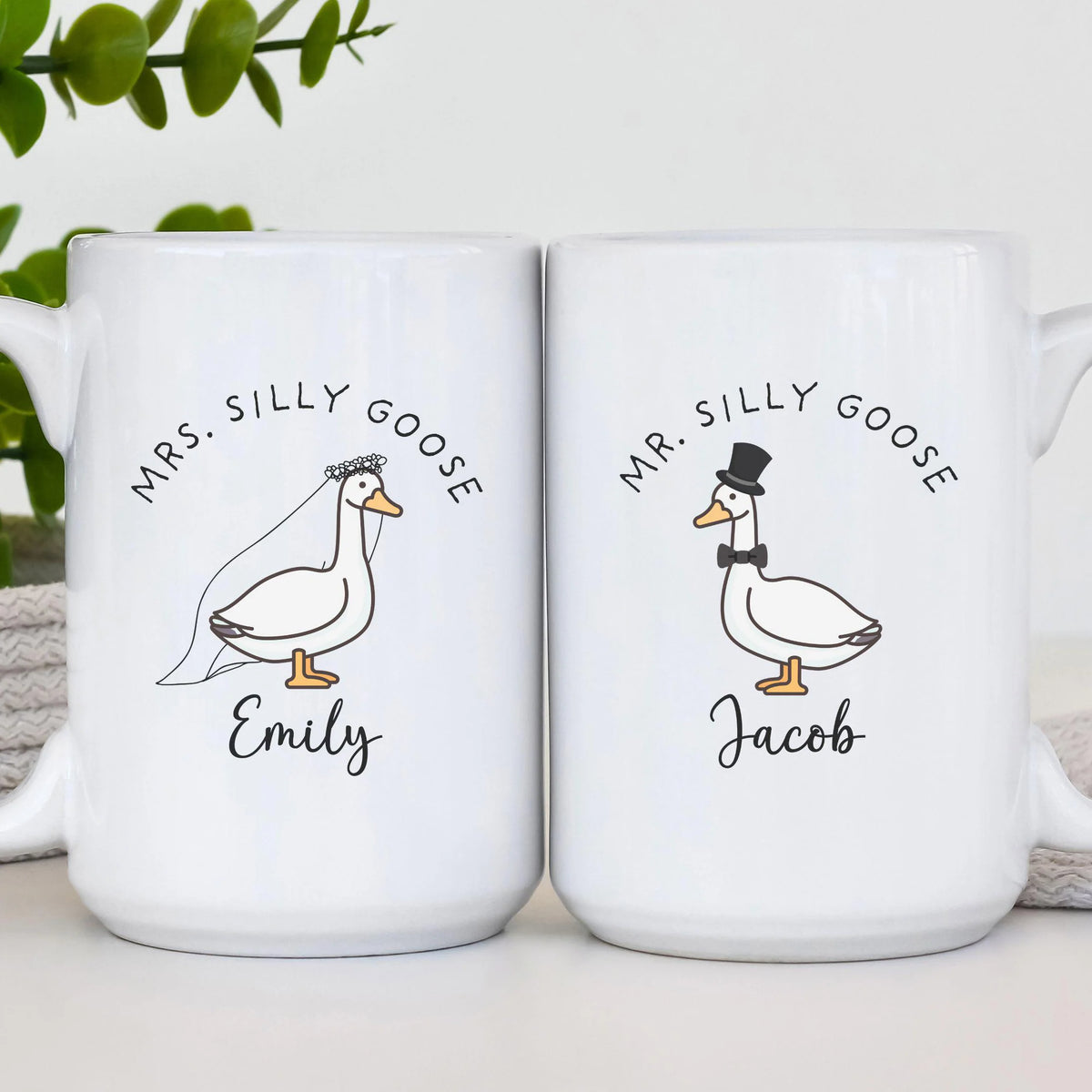 Mr. and Mrs. Silly Goose Personalized Wedding Mug - Custom Couple Coffee Mug Gift