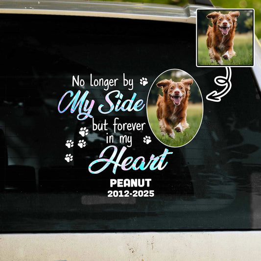 Personalized pet memorial decal with custom dog photo print and pet name for car window