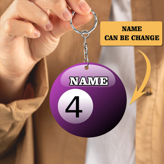 Personalized Billiard Ball Keychain - Custom Pool Player Name Gift for Pool Lovers