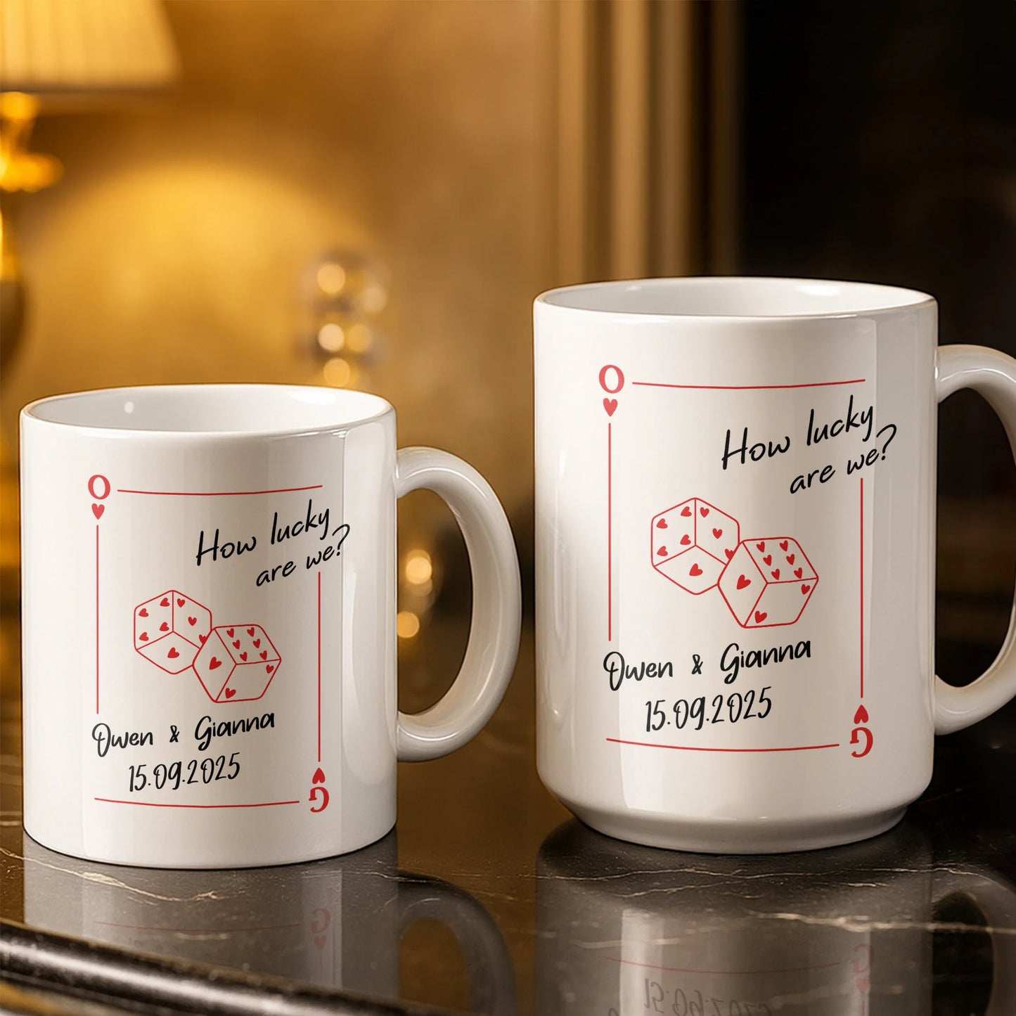Custom Playing Card Photo Mug for Couples with personalized design details for meaningful gifting image 8