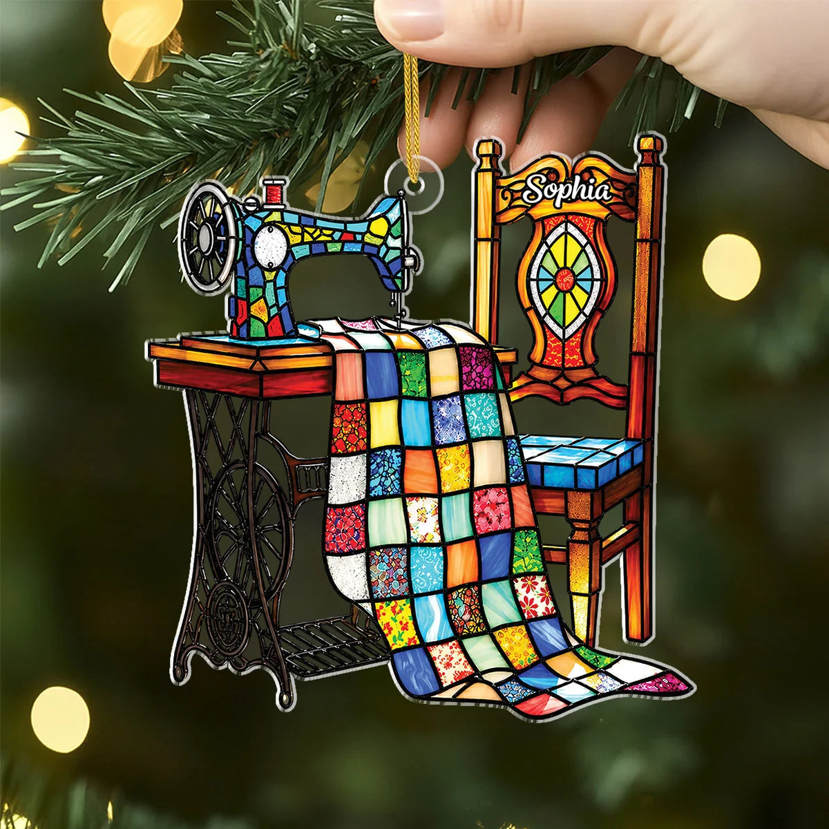 Vintage Sewing Machine Personalized Acrylic Ornament - Custom Gifts for Sewing Lovers