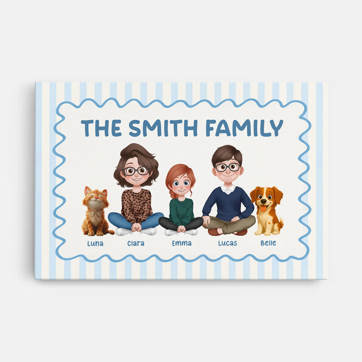 Custom Family Name Canvas / Poster Art - Personalized Family & Pet Wall Decor Gift