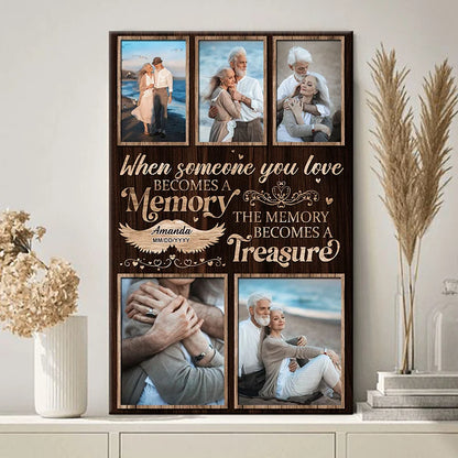 "When Someone You Love Becomes A Memory" Personalized Memorial Canvas / Poster - Custom Photo Loss Keepsake Gift for Family