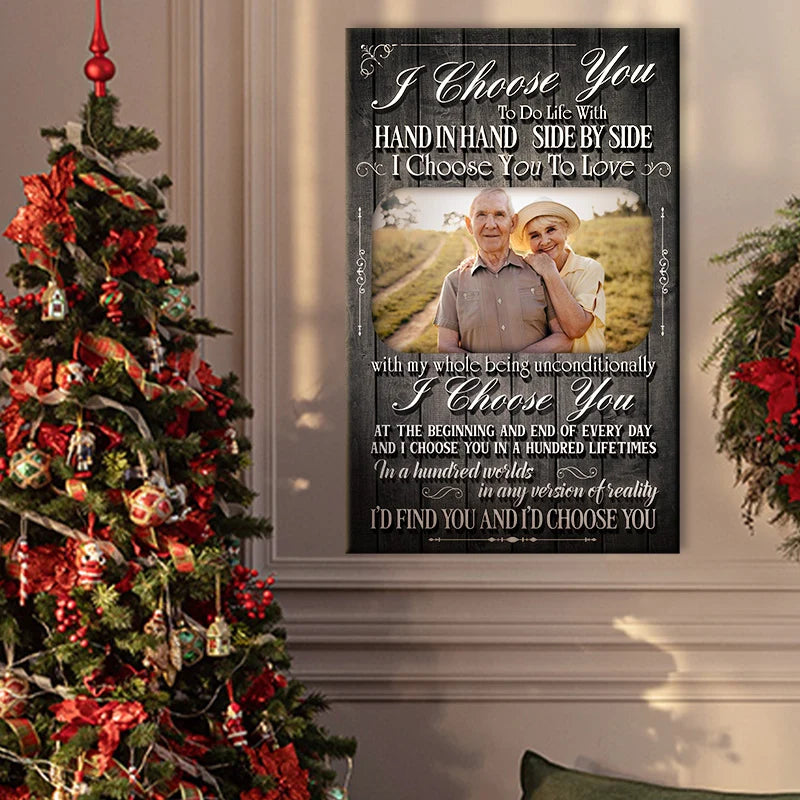 "I Choose You" Personalized Couple Photo Canvas / Poster - Custom Anniversary Wall Art Gift for Husband or Wife