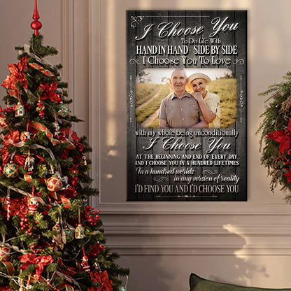 "I Choose You" Personalized Couple Photo Canvas / Poster - Custom Anniversary Wall Art Gift for Husband or Wife
