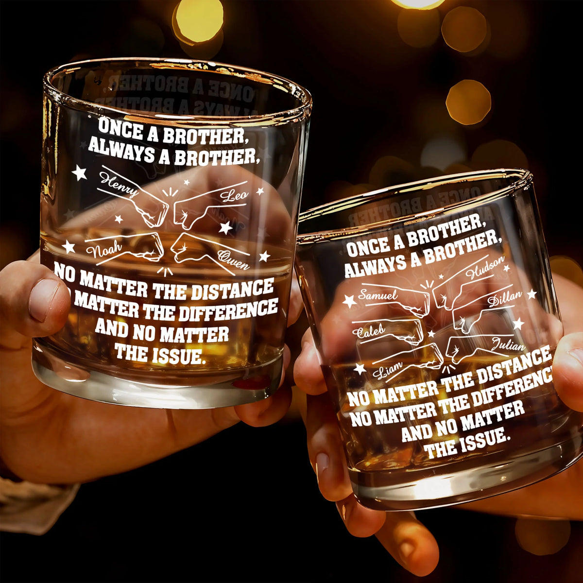 Once A Brother Always A Brother Personalized Whiskey Glass - Keepsake for Brother Sibling