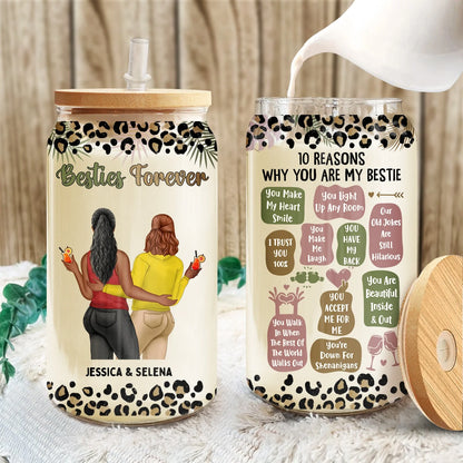 "10 Reasons Why You Are My Bestie" Personalized Glass Can - Custom Birthday Gift for Best Friends