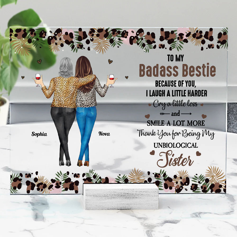 Custom Badass Bestie Acrylic Plaque personalization view for Best Friends