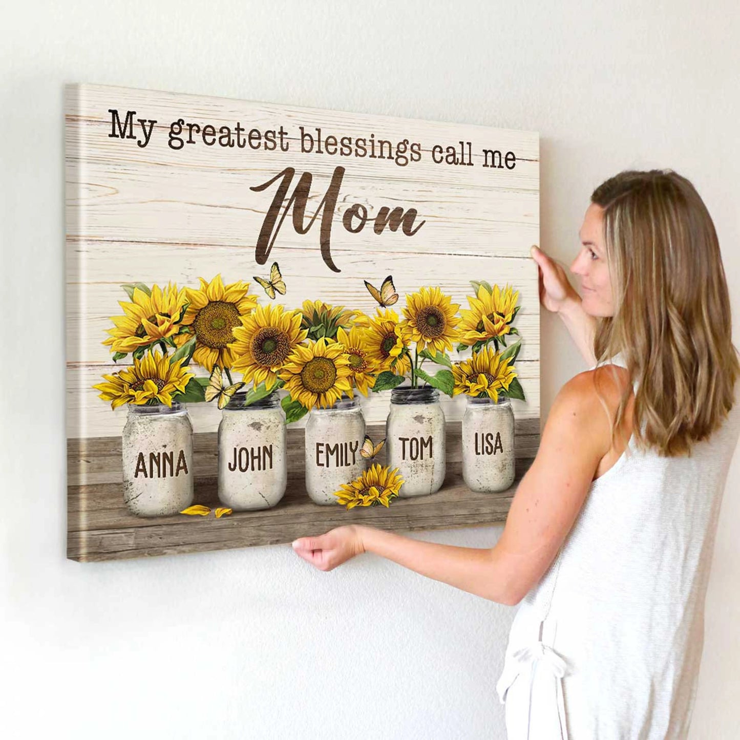 "My Greatest Blessings Call Me Mom" - Personalized Canvas / Poster Wall Art Gift for Mom