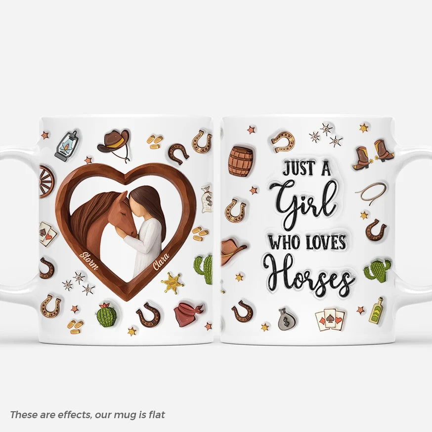 Just A Girl Who Loves Horses Personalized Mug - Custom Name Coffee Cup for Equestrian Women
