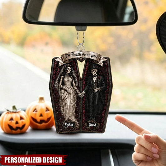 'Til Death Do Us Part Skeleton Couple Coffin Custom Acrylic Ornament for Couples