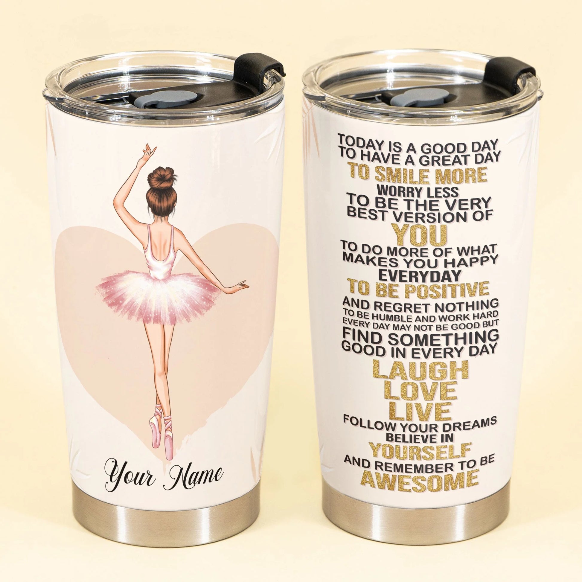 Personalized Ballerina Tumbler personalization view for Daughter/Granddaughter