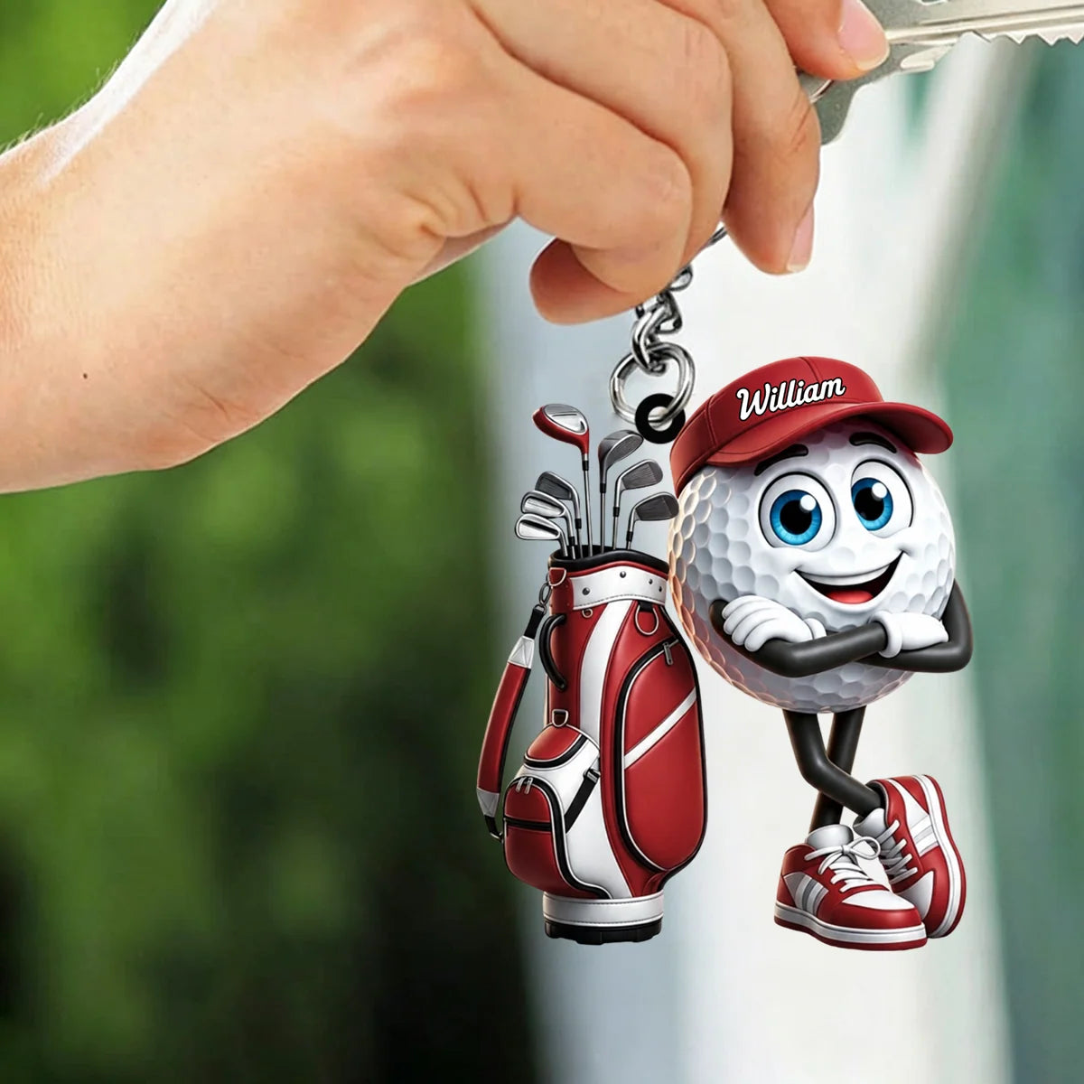 Cool Arms-Crossed Golf Buddy Keychain - Personalized Cute Golf Ball Mascot Gift for Golfers