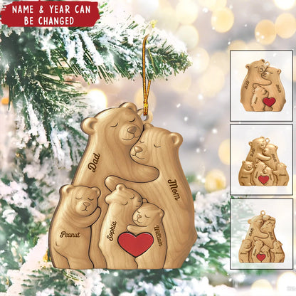 Our Little Bear Clan Personalized Wood Ornament - Christmas Gift for Family