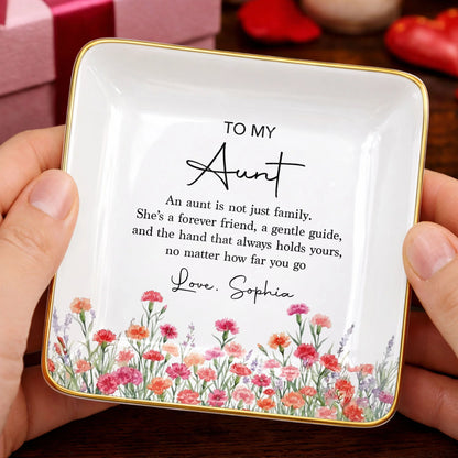 Personalized Aunt Jewelry Dish for Aunt / Uncle with personalized design details for meaningful gifting image 7