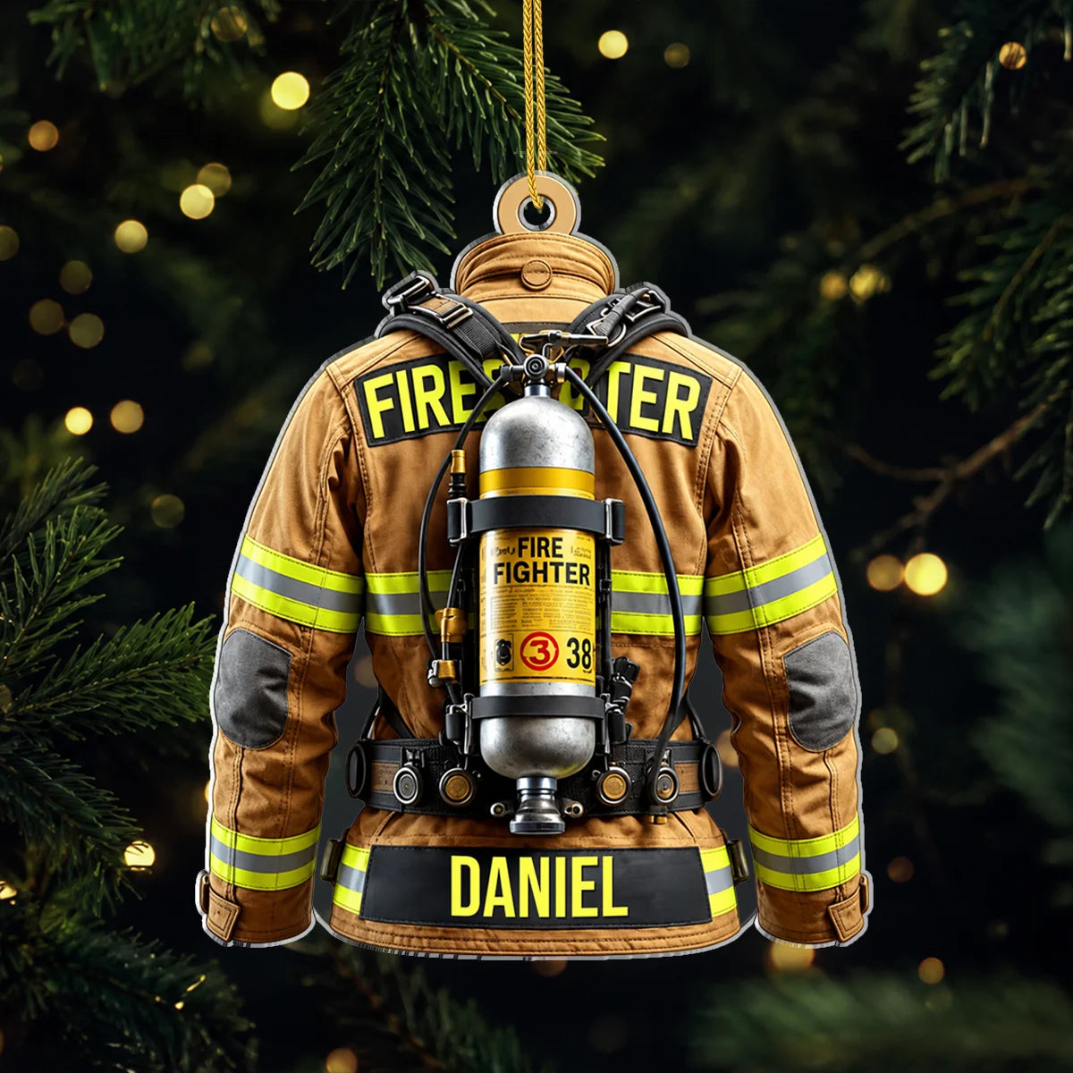 Personalized Firefighter Jacket Acrylic Ornament - Custom Turnout Gear Keepsake for Brave Heroes & Firefighters