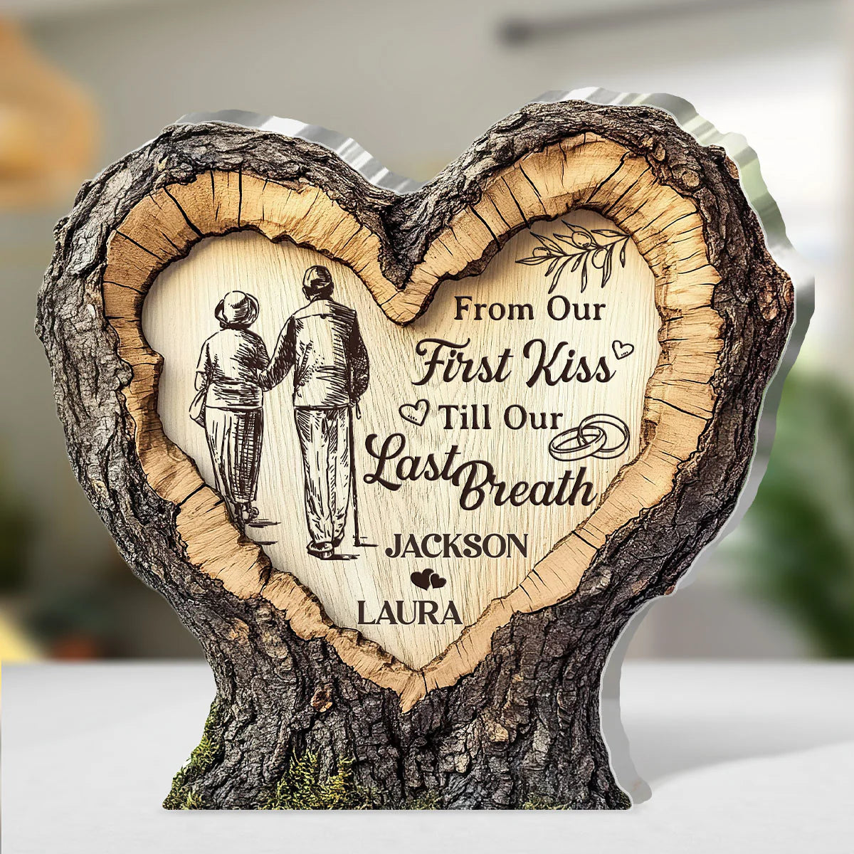 Plaque material and size view - Personalized Couples Anniversary Gift