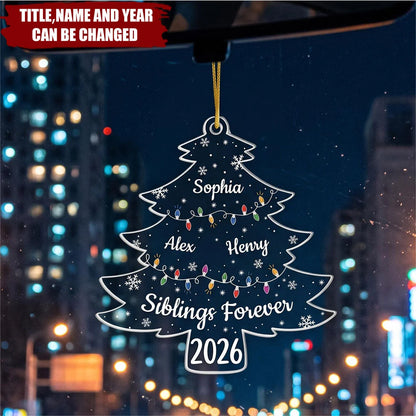 Siblings Forever Custom Names Acrylic Ornament - Personalized Brother & Sister Keepsake, Family Christmas Gift