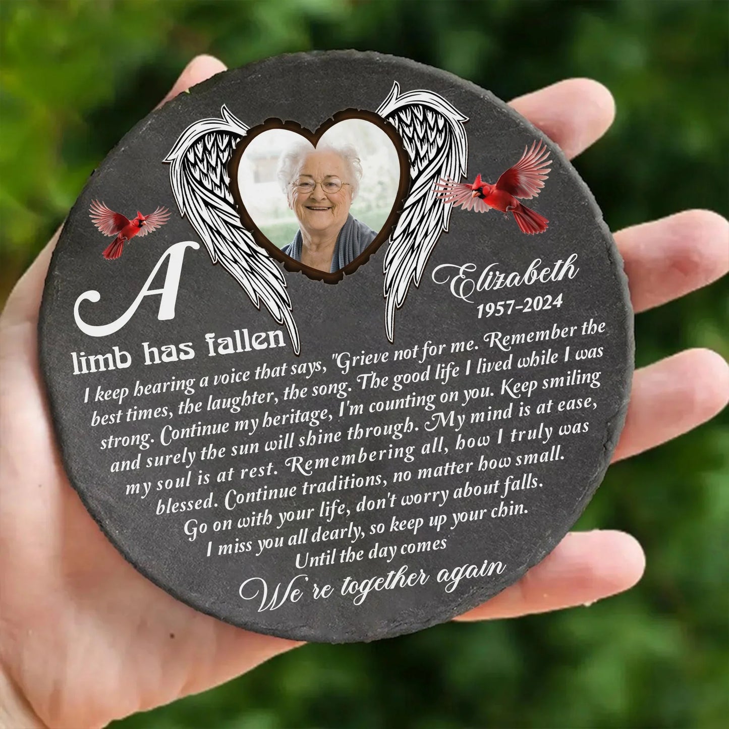 A Limb Has Fallen Personalized Memorial Garden Stone - Custom Photo for Family Sympathy Keepsake