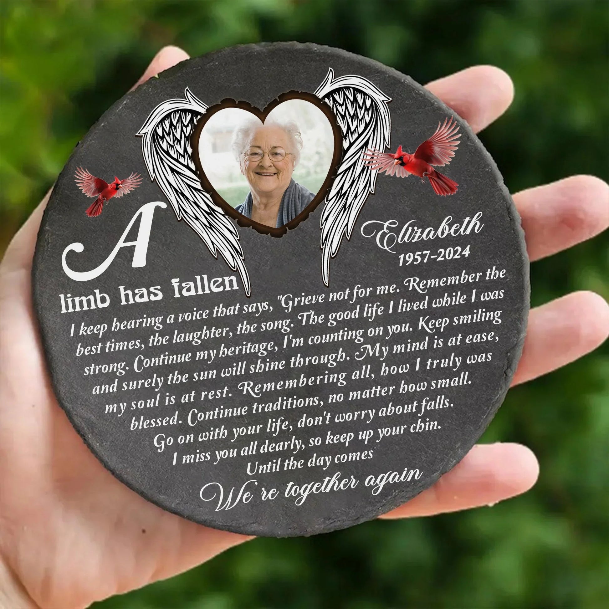 A Limb Has Fallen Personalized Memorial Garden Stone - Custom Photo for Family Sympathy Keepsake