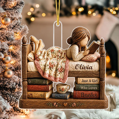 Personalized Book Lover Ornament for Daughter/Granddaughter with personalized design details for meaningful gifting image 6