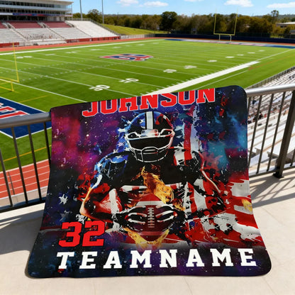 Custom Name & Number Football Blanket - Personalized American Football Throw for Boys