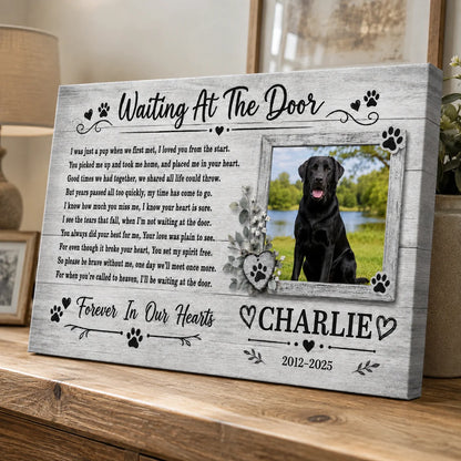 "Waiting At The Door" Personalized Pet Memorial Canvas / Poster - Comfort Gift for Dog Lovers