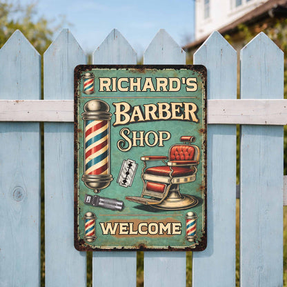 Metal Sign material and size view - Custom Barber Shop Metal Sign