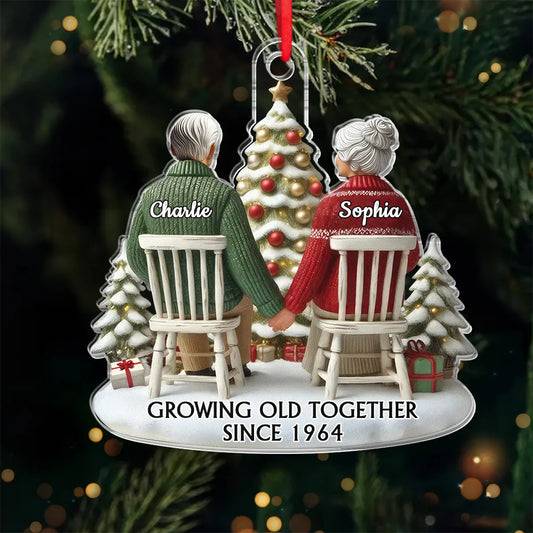 Growing Old Together Since Personalized Acrylic Ornament - Custom Couple Christmas Keepsake Gift for Husband and Wife