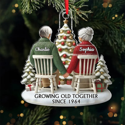 Growing Old Together Since Personalized Acrylic Ornament - Custom Couple Christmas Keepsake Gift for Husband and Wife