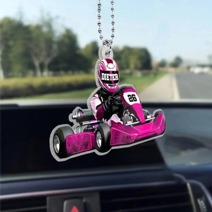 Go Kart Racing Driver Personalized Acrylic Ornament - Custom Christmas Gift Keepsake for Son Dad Racer