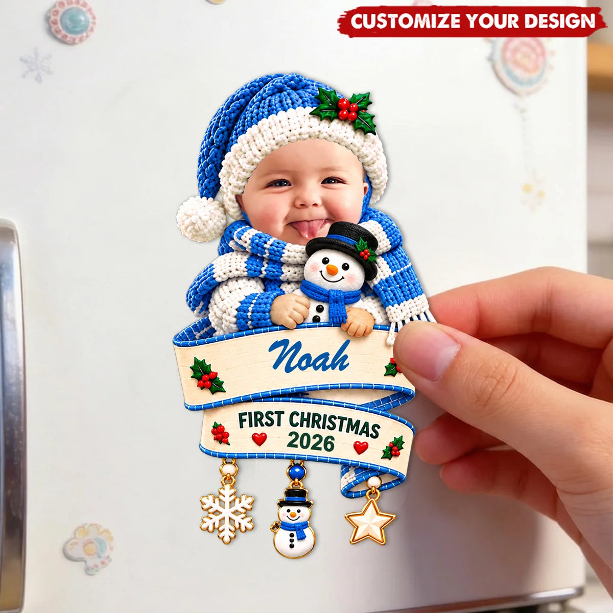 Baby First Christmas Personalized Sticker - Custom Photo Keepsake Gift for New Mom