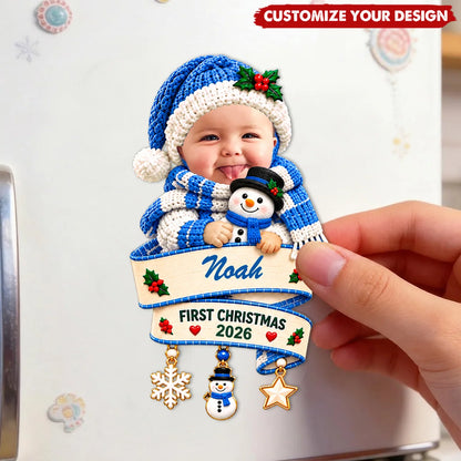 Baby First Christmas Personalized Sticker - Custom Photo Keepsake Gift for New Mom