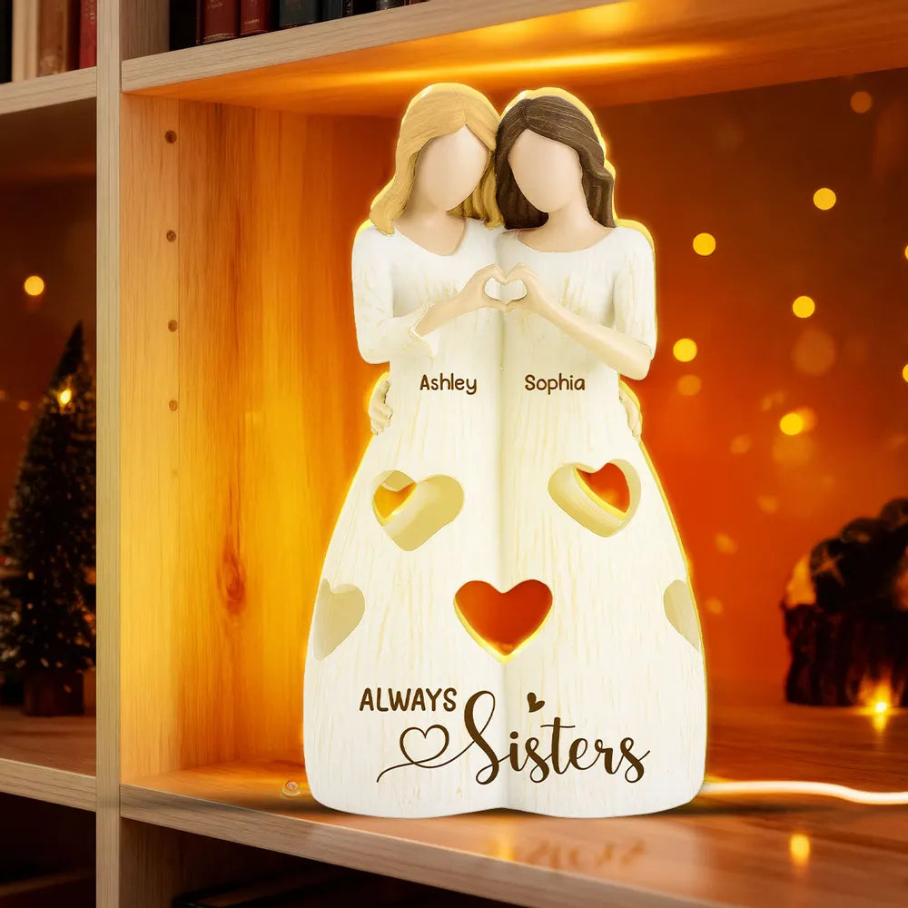 "Life is Better with Sisters" Personalized Acrylic Light Box - Custom Gift for Sister