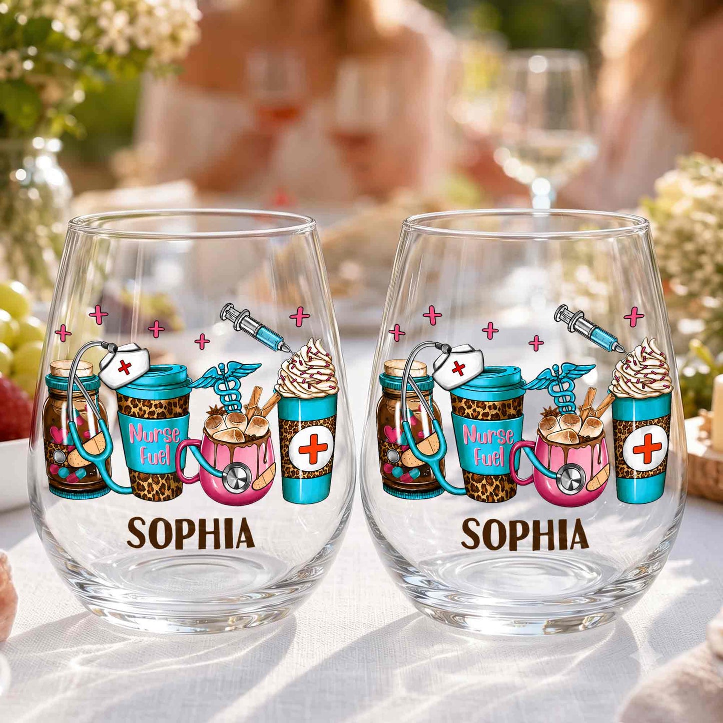 Personalized Nurse Stemless Wine Glass personalization view for Nurse