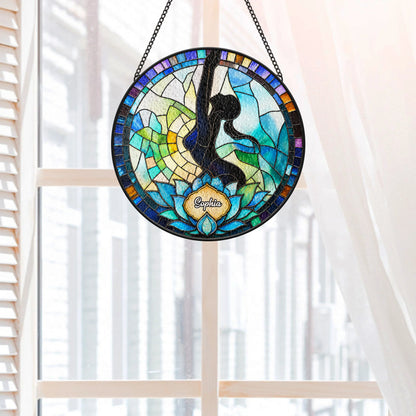 Personalized Yoga Glass Suncatcher - Custom Gift for Yoga Lovers