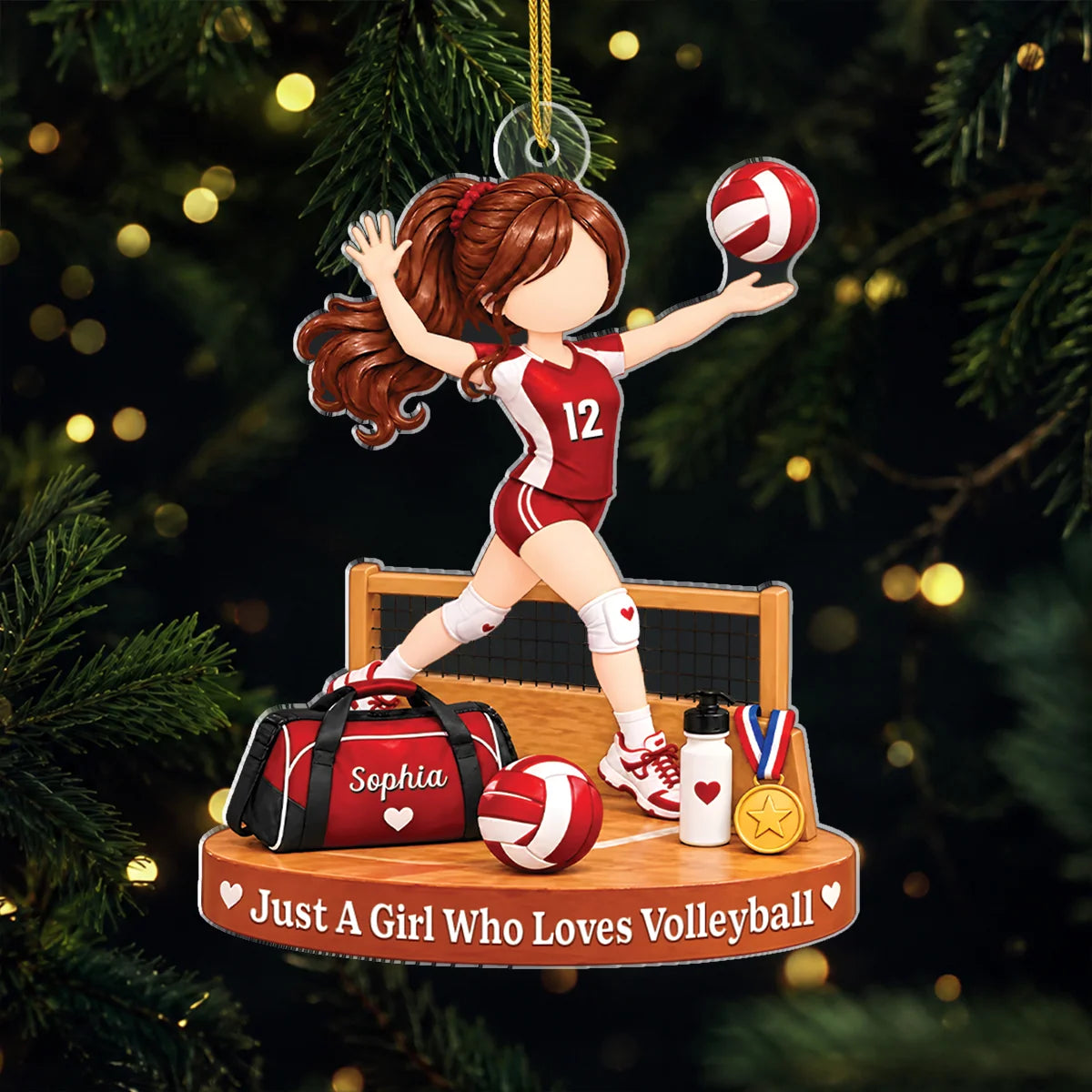 Just a Girl Who Loves Volleyball Personalized Acrylic Ornament - Daughter Sister Player Keepsake Gift