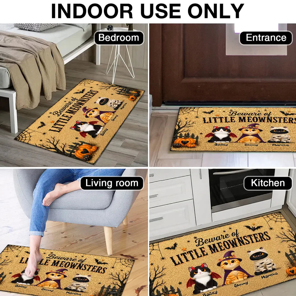 Doormat material and size view - Beware Of Little Meownsters Doormat