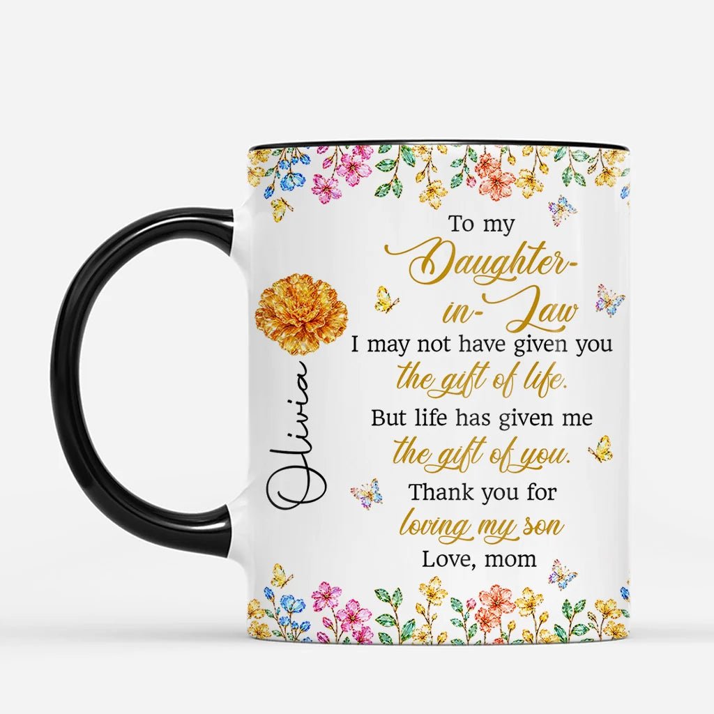 To My Daughter-in-Law Personalized Birth Month Flower Mug - Meaningful Gift for Her