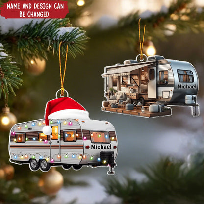 Travel Trailer Camper Personalized Acrylic Ornament - Custom RV Christmas Gift for Family