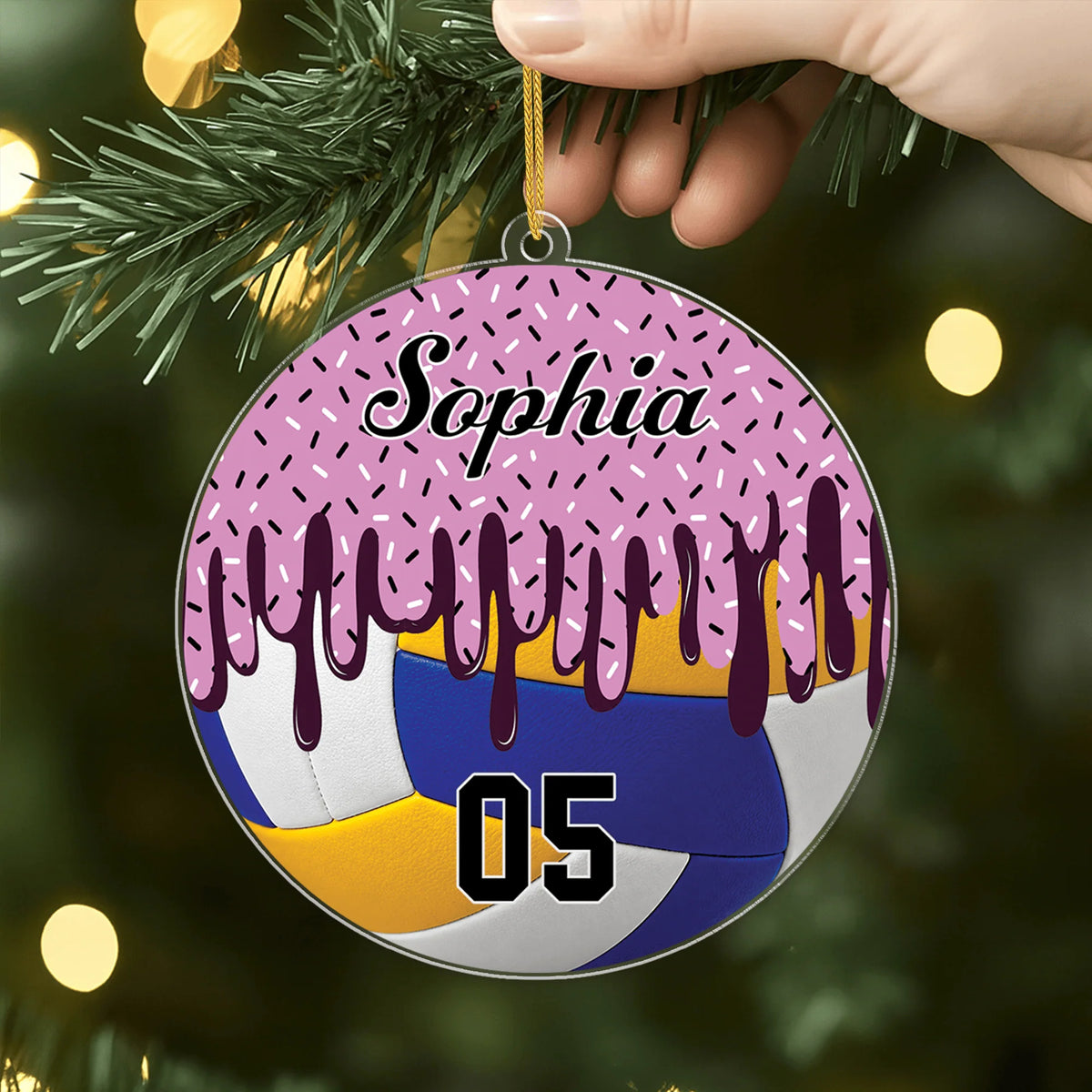 Custom Sports Drip Acrylic Ornament – Personalized Name and Jersey Number, Christmas Gift for Son or Grandson