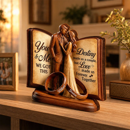 "Destiny Made Us A Couple" Personalized Wooden Block - Custom Special Gift For Couples