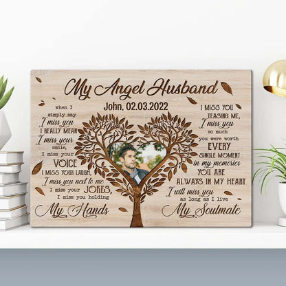 My Angel Husband Personalized Memorial Canvas / Poster - Custom Remembrance Wall Art for Wife