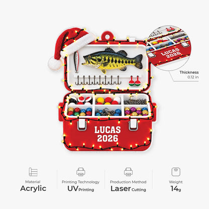 Fishing Tackle Box Personalized Acrylic Ornament - Christmas Keepsake for Dad