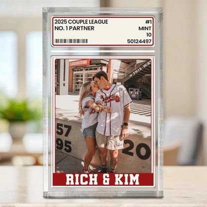 Custom Couple Trading Card Acrylic Block for Couples with personalized design details for meaningful gifting