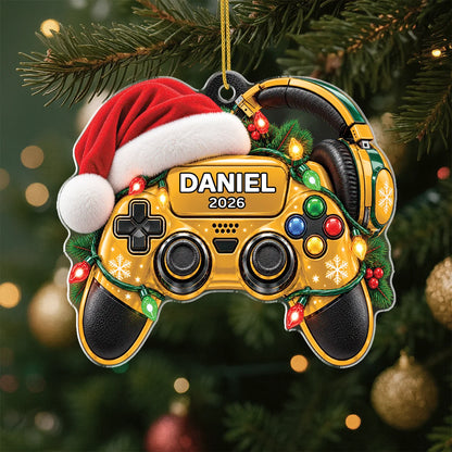 Personalized Game Controller Acrylic Ornament - Custom Gamer Christmas Tree Keepsake Gift