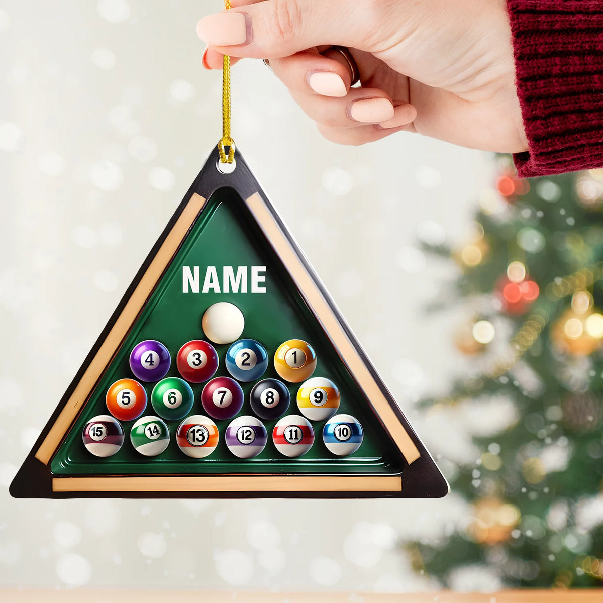 Personalized Billiards Christmas Acrylic Ornament - Custom Pool Table Name Keepsake Gift