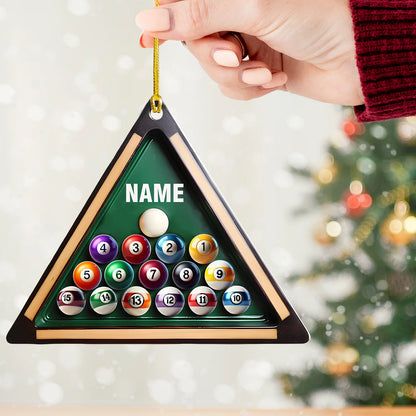 Personalized Billiards Christmas Acrylic Ornament - Custom Pool Table Name Keepsake Gift