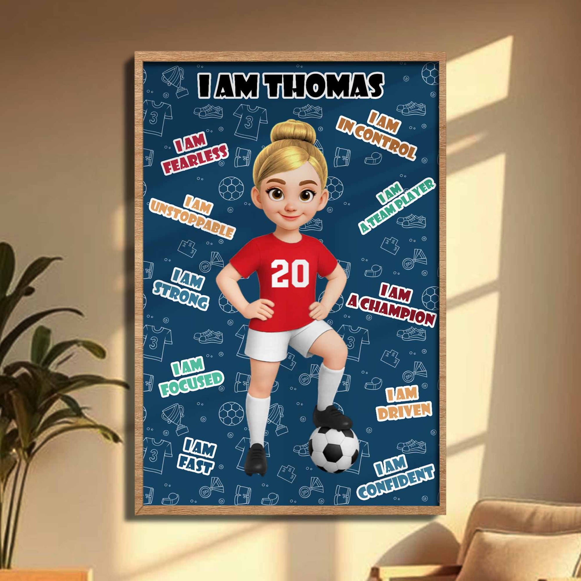 Custom Youth Soccer Affirmation Poster personalization view for Son/Grandson